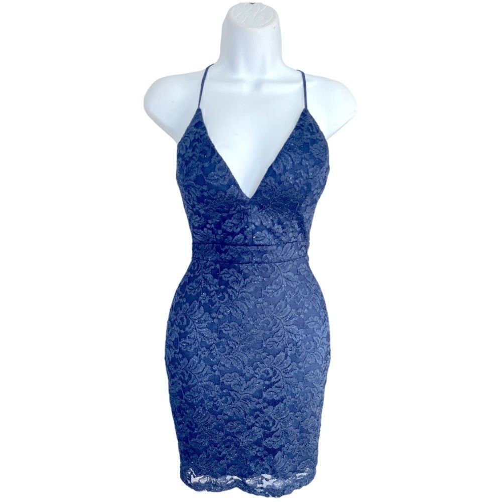 EMERALD SUNDAE Glitter Lace Bodycon Mini Dress Size XS